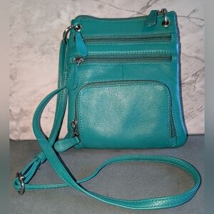 Green Leather Crossbody Purse